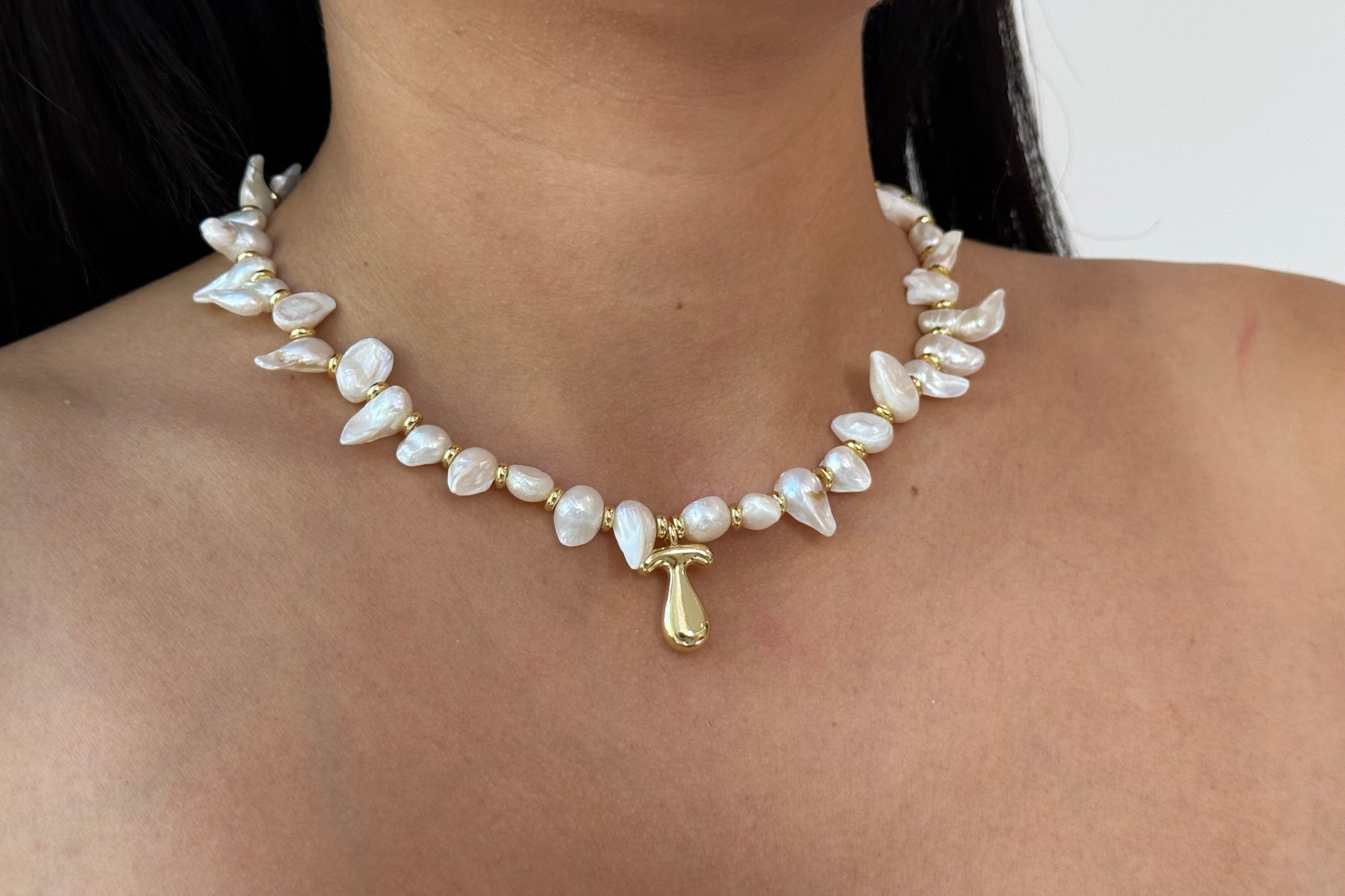 Chunky Pearl Initial Necklace