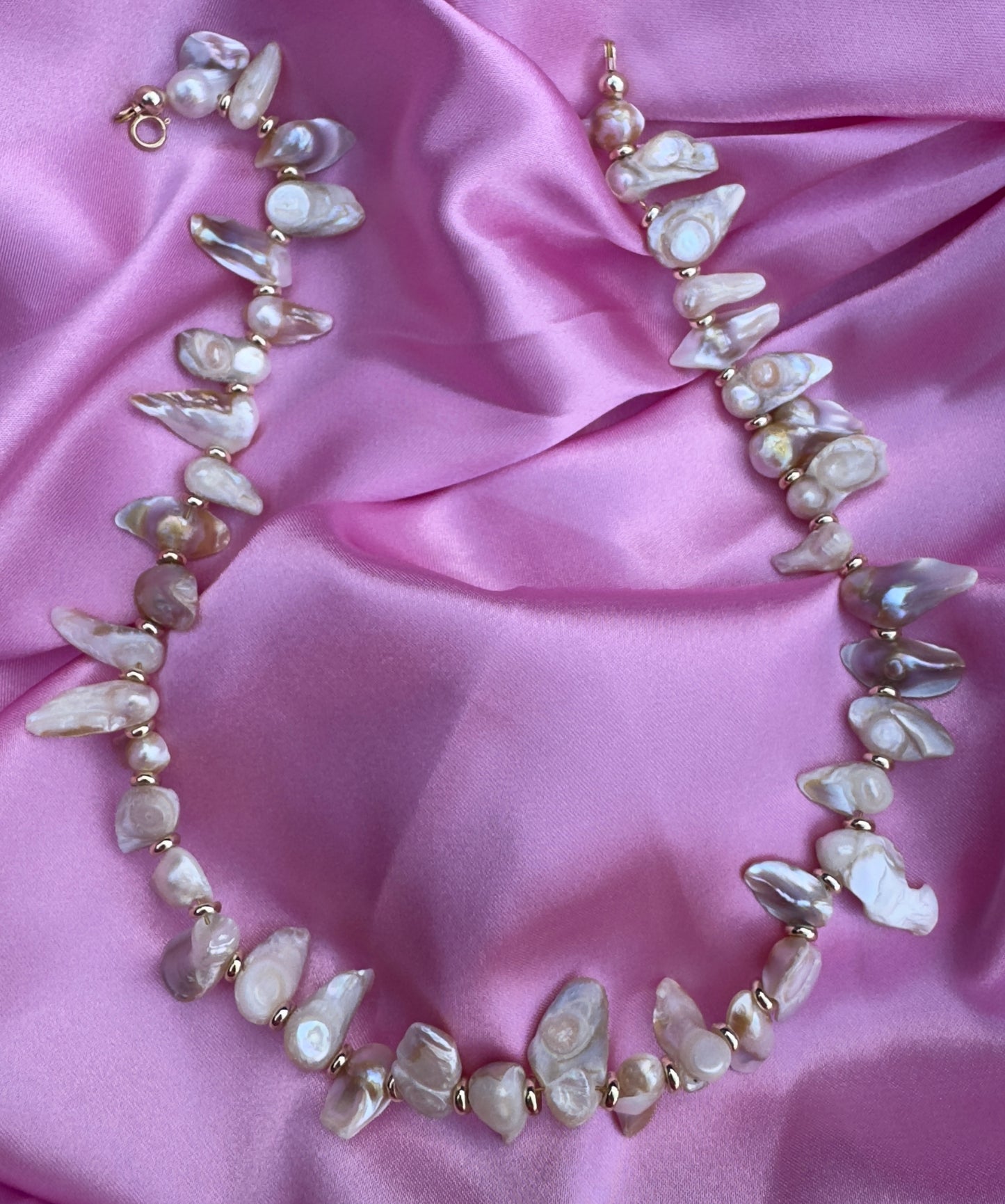 SILVER - Chunky Imperfect Pearl Necklace