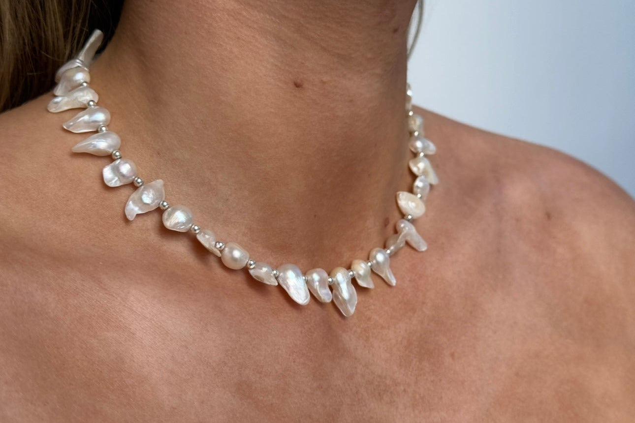 SILVER - Chunky Pearl Necklace