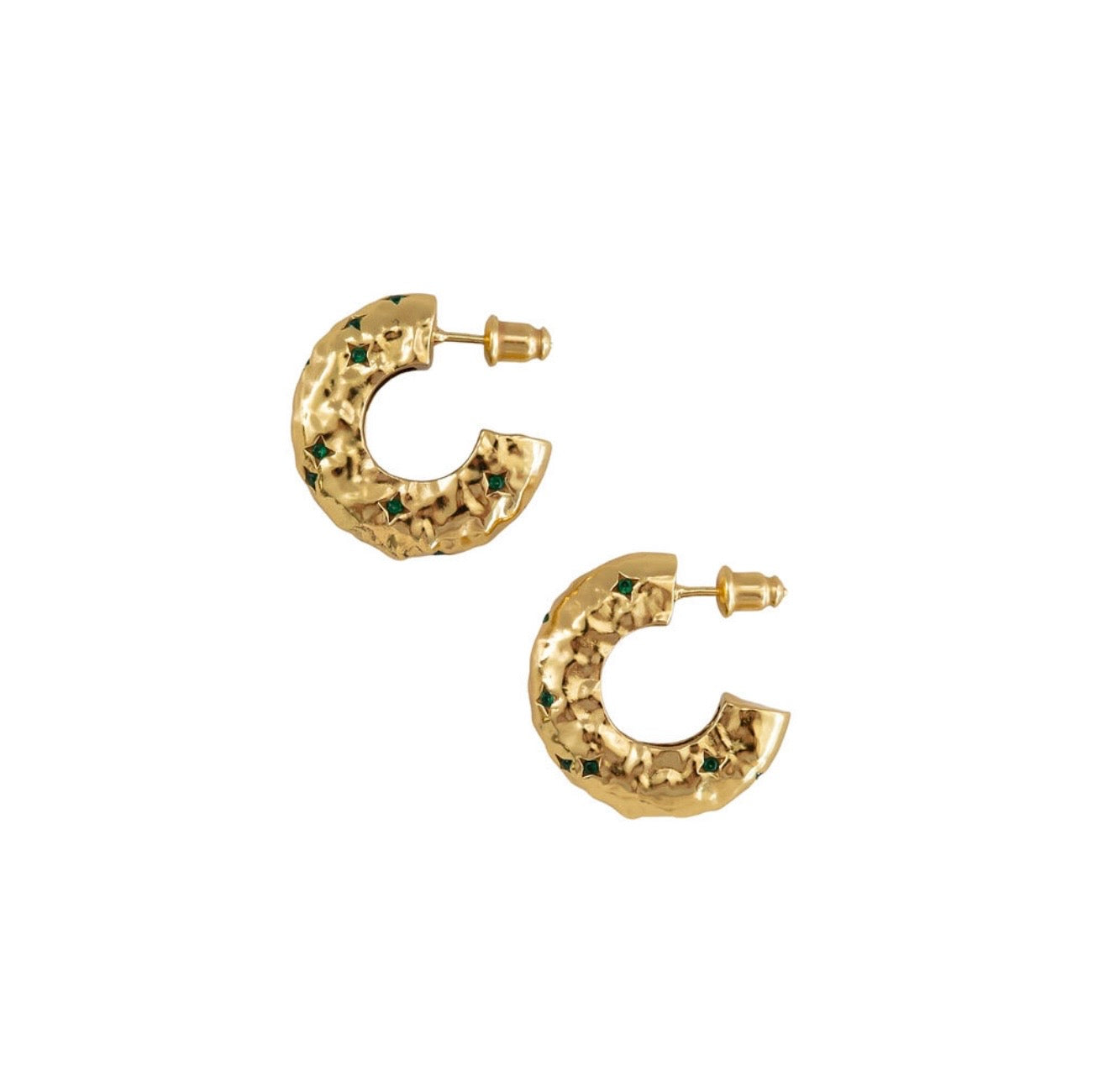 Ruby Hoop Earrings - GREEN