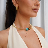 Paloma Choker Necklace with Tiger's Eye Stone Charm