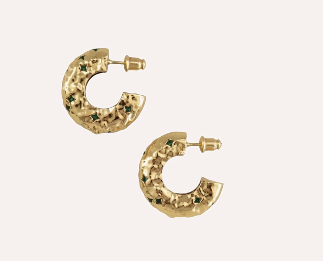 PRE-ORDER - Ruby Hoop Earrings - GREEN