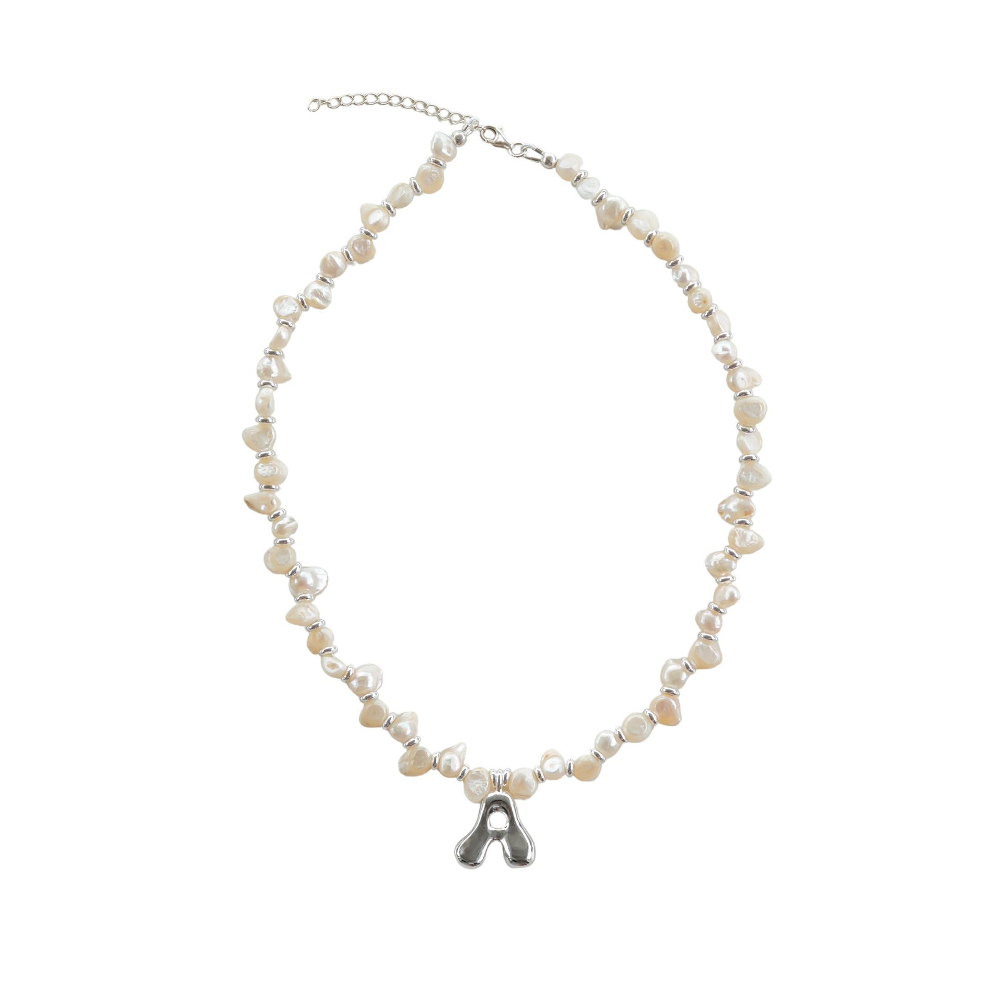 SILVER Pearl Initial Necklace