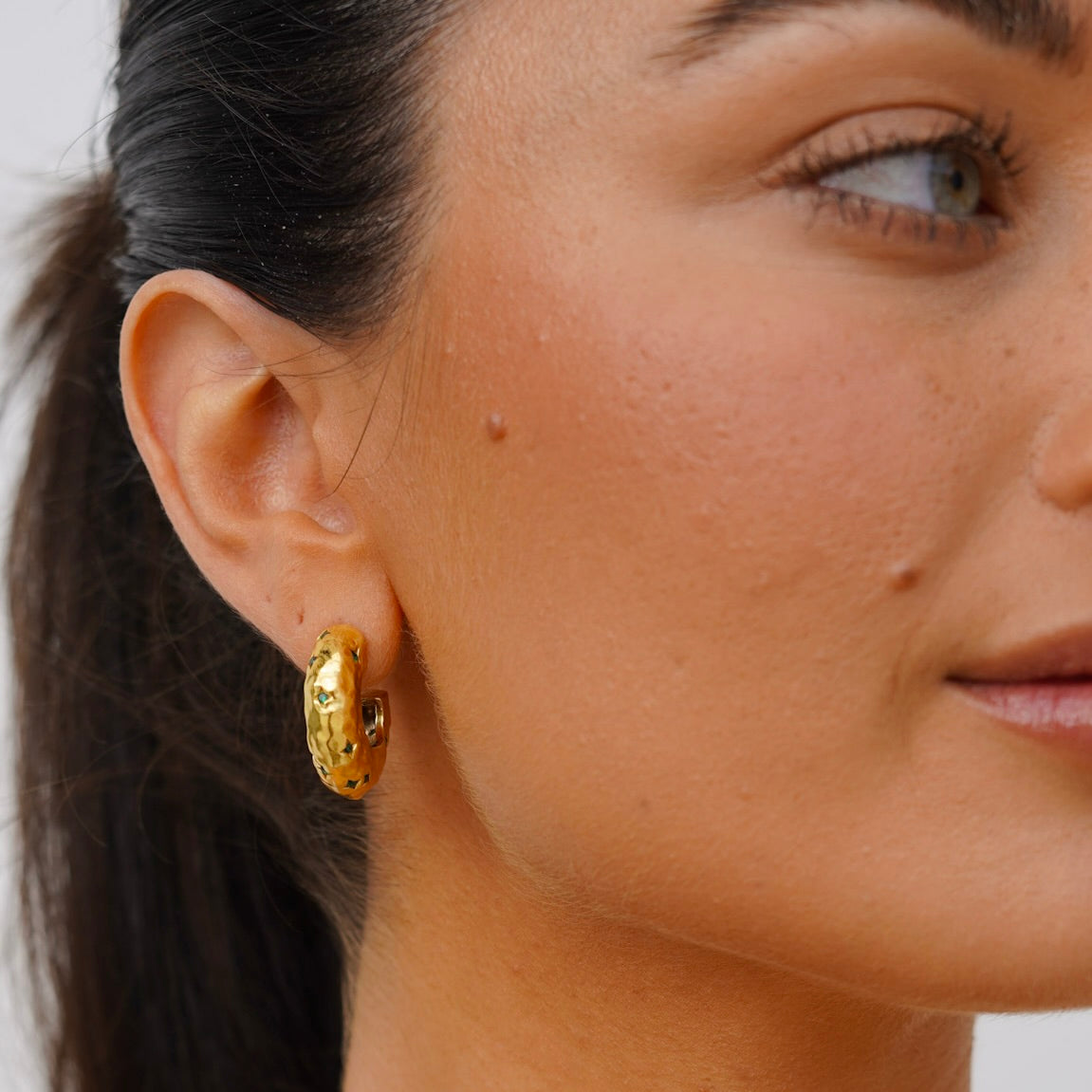 Ruby Hoop Earrings - GREEN