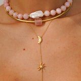Paloma Choker Necklace with Rose Quartz Stone Charm