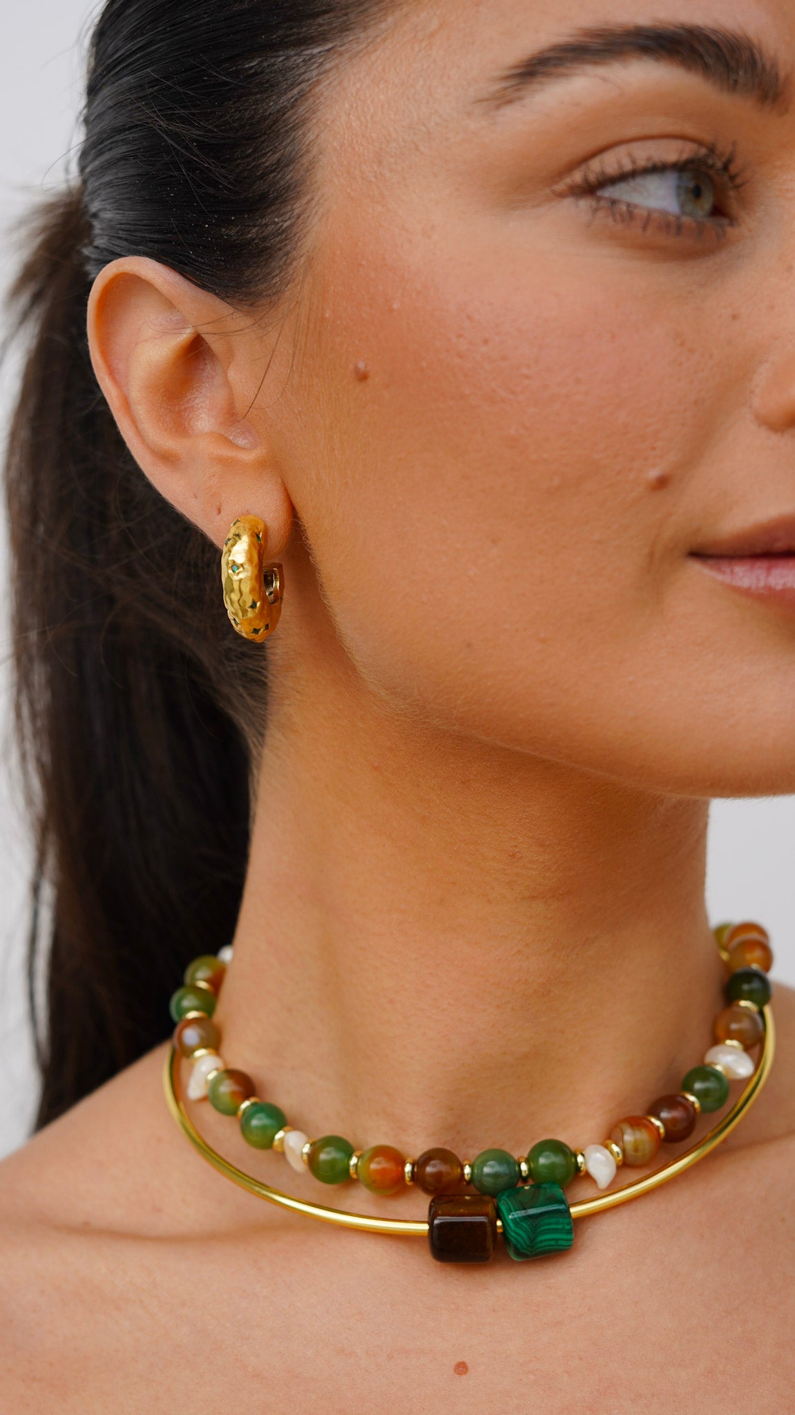 PRE-ORDER - Ruby Hoop Earrings - GREEN