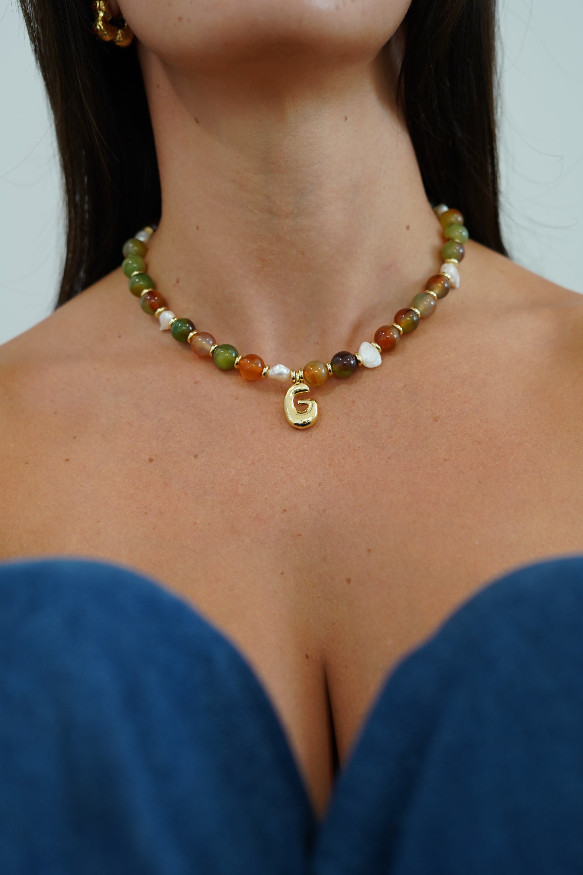 Hali Initial Necklace and Swirl Earrings Bundle