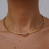 Paloma Choker Necklace with Rose Quartz Stone Charm