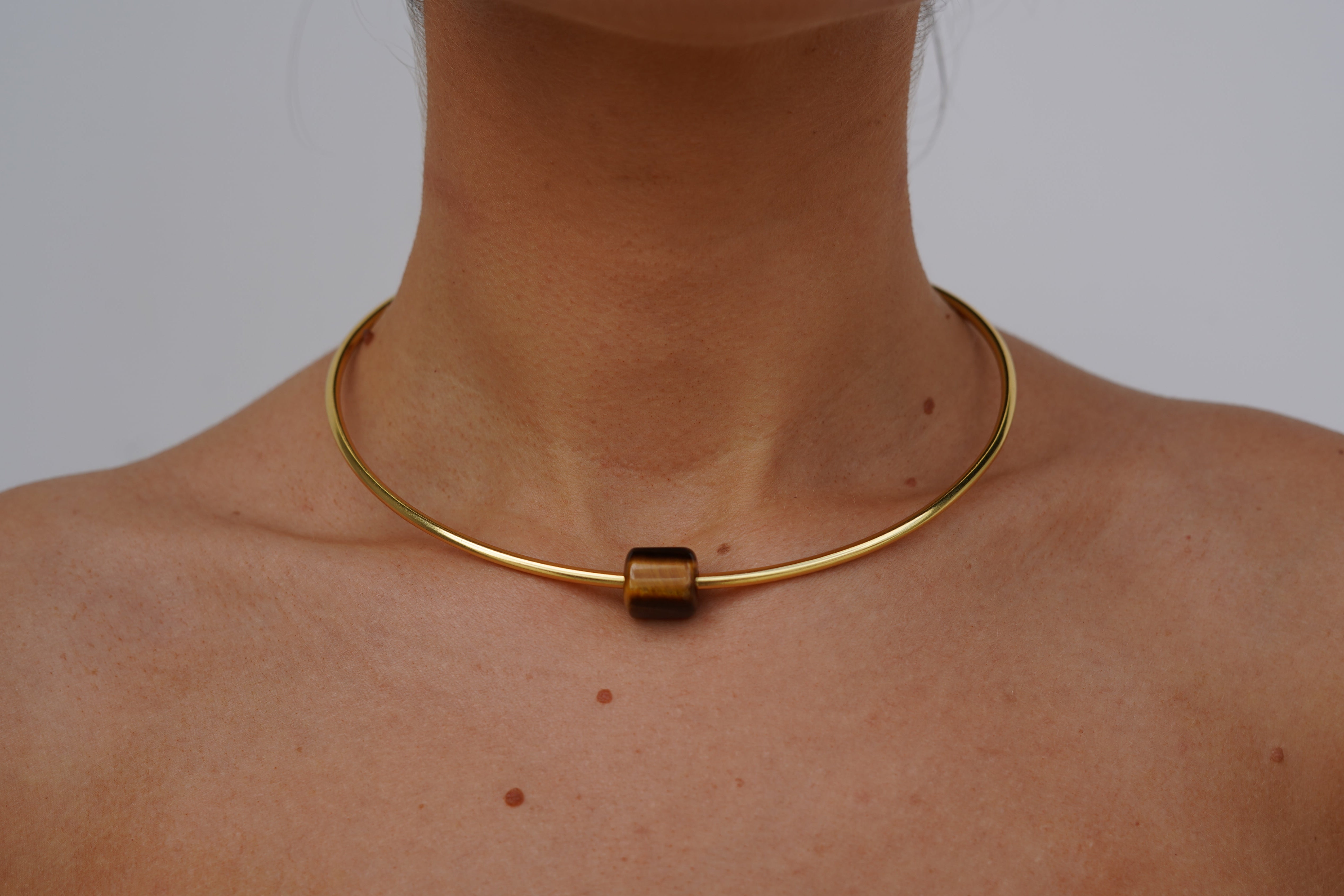 Paloma Choker Necklace with Tiger's Eye Stone Charm