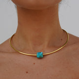 Paloma Choker Necklace with Turquoise Stone Charm