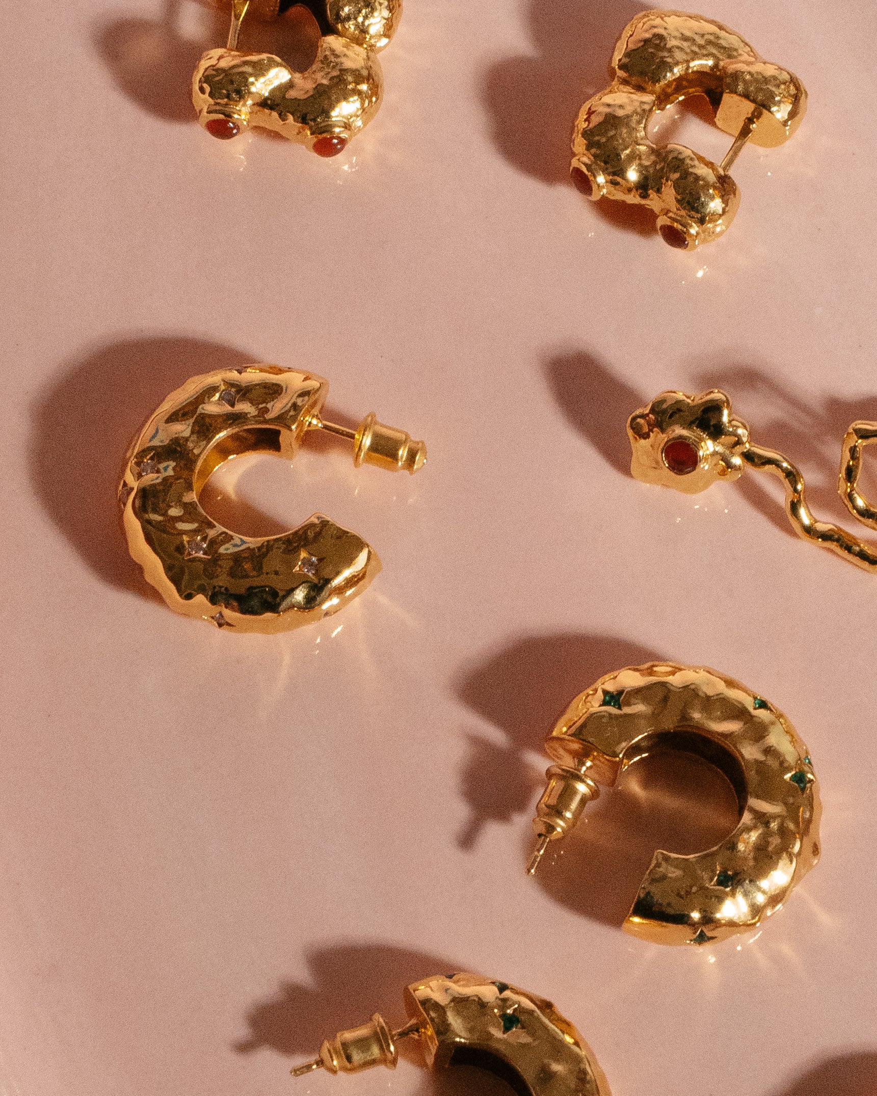Ruby Hoop Earrings - LIGHT PINK