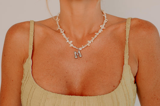 SILVER - Initial Pearl Necklace