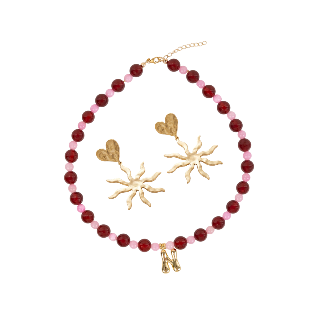 Harper Initial Necklace and Carmen Earrings Bundle