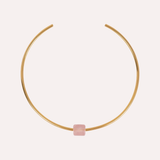 Paloma Choker Necklace with Rose Quartz Stone Charm