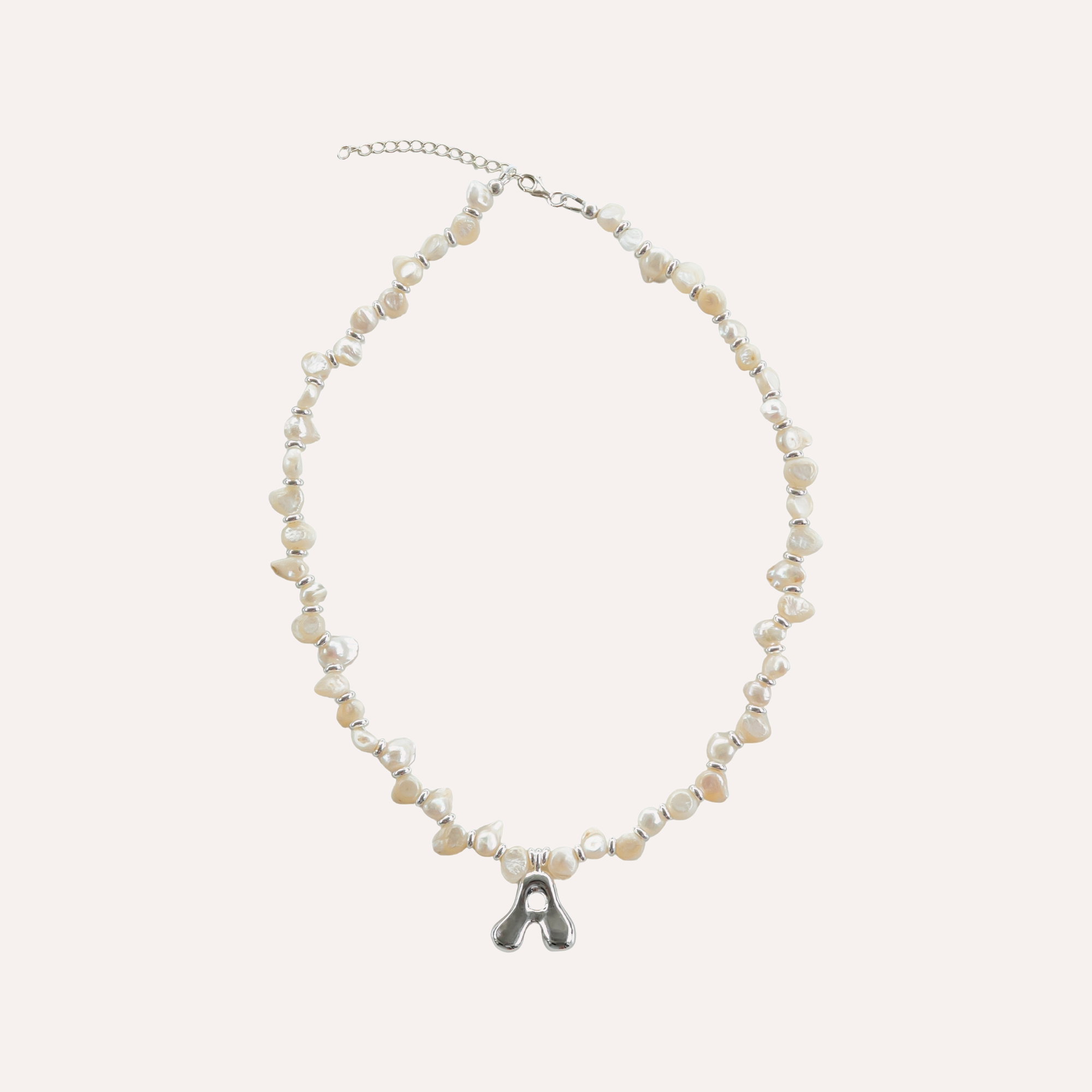 SILVER Pearl Initial Necklace